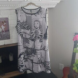 Poliana Plus Women's Comic Graphic Printed Mini Casual Dress Size 2X